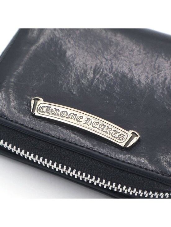 Chrome Hearts SQ Zip Bill Square Zip Leather Wallet Black